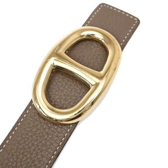 HERMES Chaine D'ancre Reversible Buckle Belt 30mm Leather #80 Brown BK 83RL318 - Picture 5 of 13
